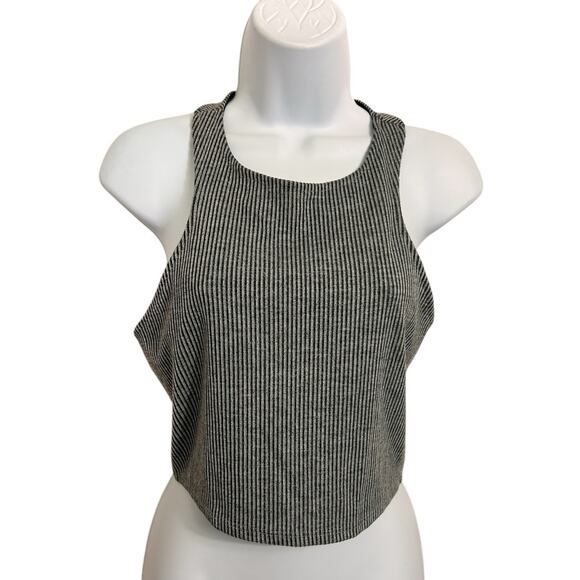 Urban Outfitters Sparkle & Fade Gray Ribbed Crop Tank Top Sz M Racer-Back Blouse - Picture 5 of 7